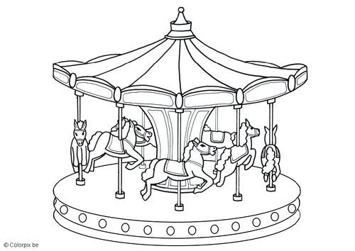 500x354 Carousel Coloring Page Coloring Page Merry Go Round Free Printable