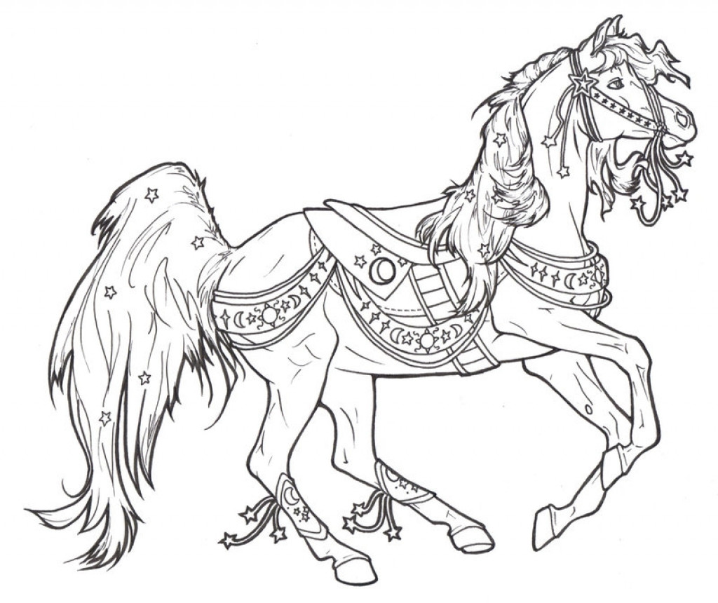 1024x860 Crazy Carousel Horse Coloring Page Free Pages 3 Printable