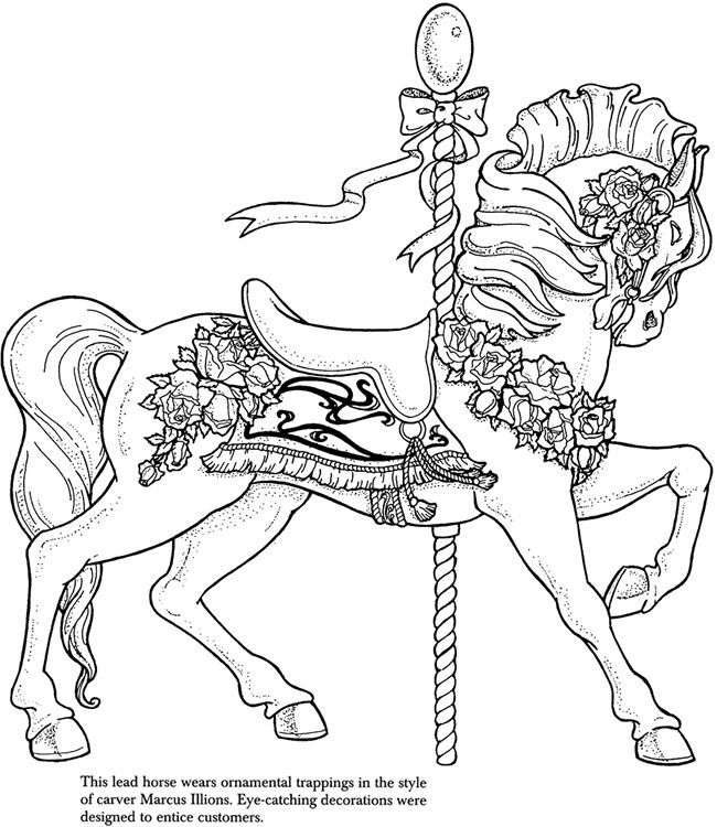 650x750 Circus carousel coloring pages Carousel Animals Coloring Pages