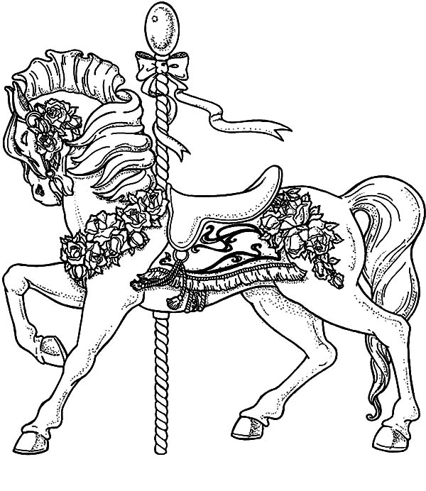 600x692 Carousel Horse Beside Pool Coloring Pages Best Place To Color