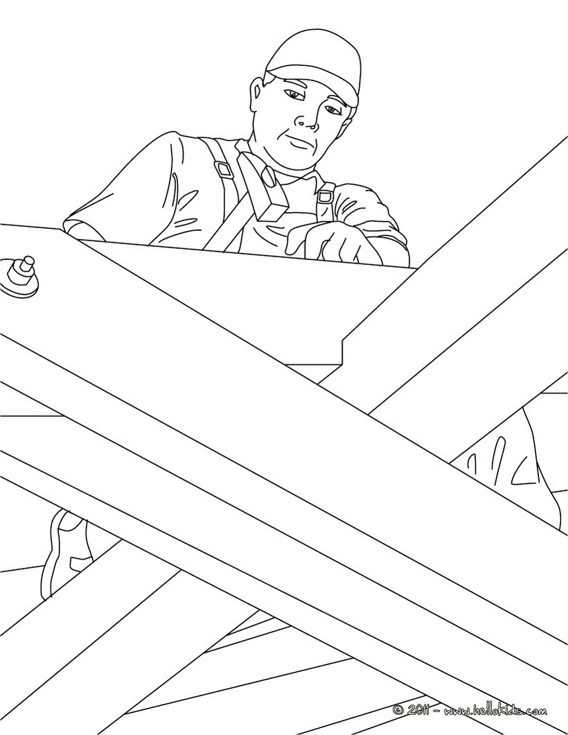 820x1060 Carpenter On A Roof Sturcture Coloring Pages