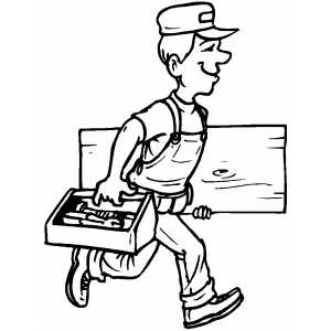 300x300 Walking Carpenter With Instruments Coloring Page