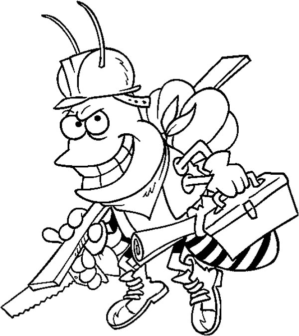 600x673 Bumblebee As Carpenter Coloring Page