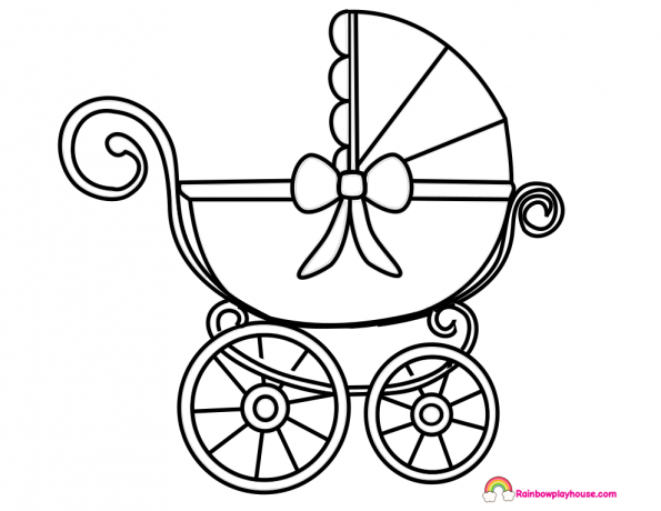 Baby Carriage Coloring Page 595x460 Baby Carriage Coloring Page