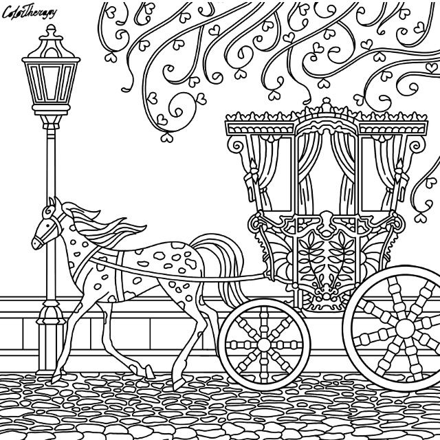 Horse And Carriage Coloring Page Coloring Pages For Adults 640x640 Horse And Carriage Coloring Page Coloring Pages For Adults