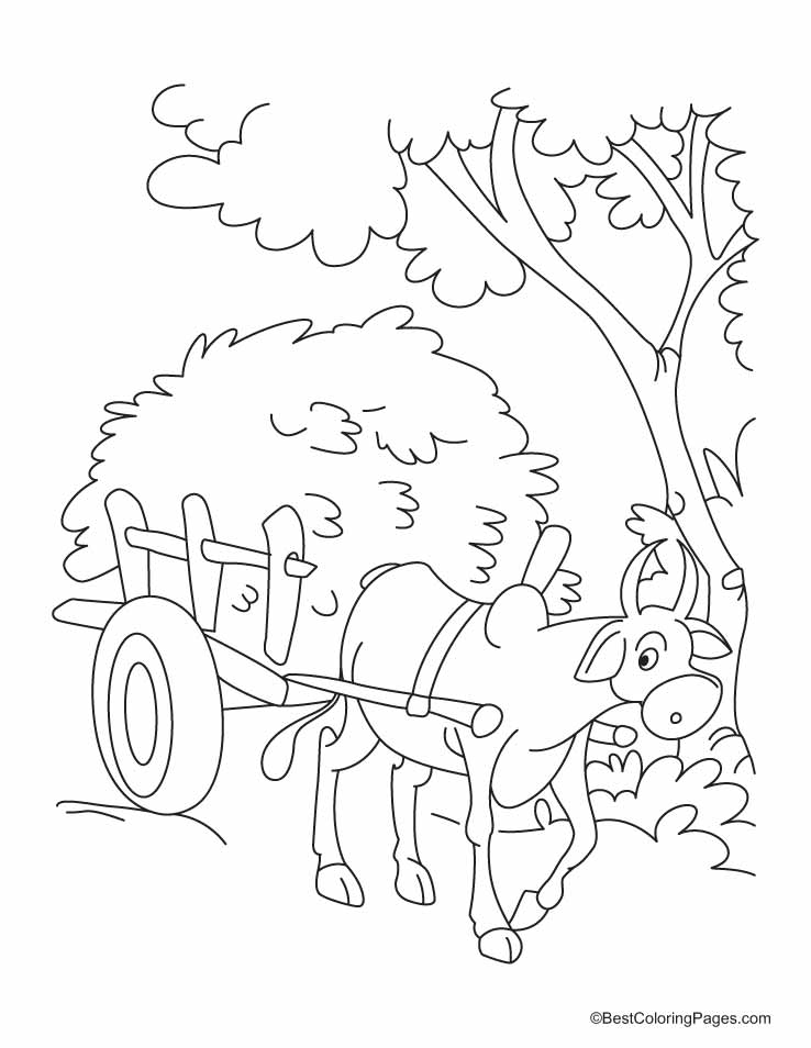 738x954 Horse And Cart Coloring Page