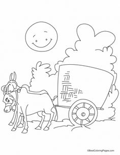 236x304 Bullock Cart Standing On The Road Coloring Pages Download Free