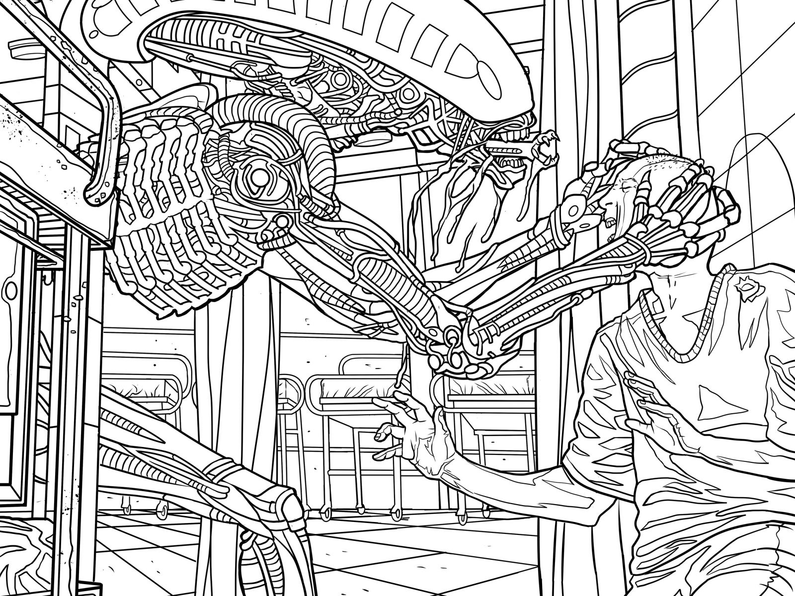 1600x1200 Alien Coloring Pages Pdf Vs Predator Colouring Ben Ultimate Online