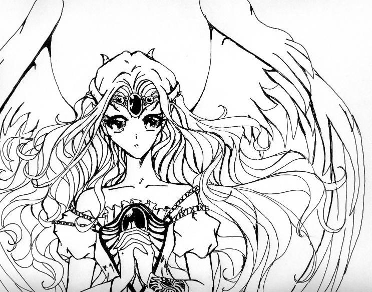 743x583 Anime Angel Girl Coloring Pages Cartoon Download(4)