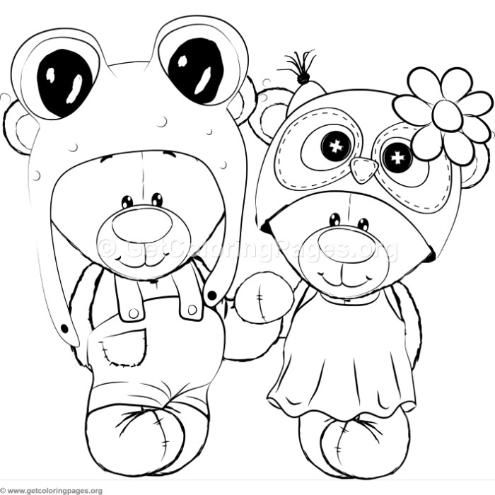 Cute Cartoon Bear Couple Coloring Pages 700x700 Cute Cartoon Bear Couple Coloring Pages