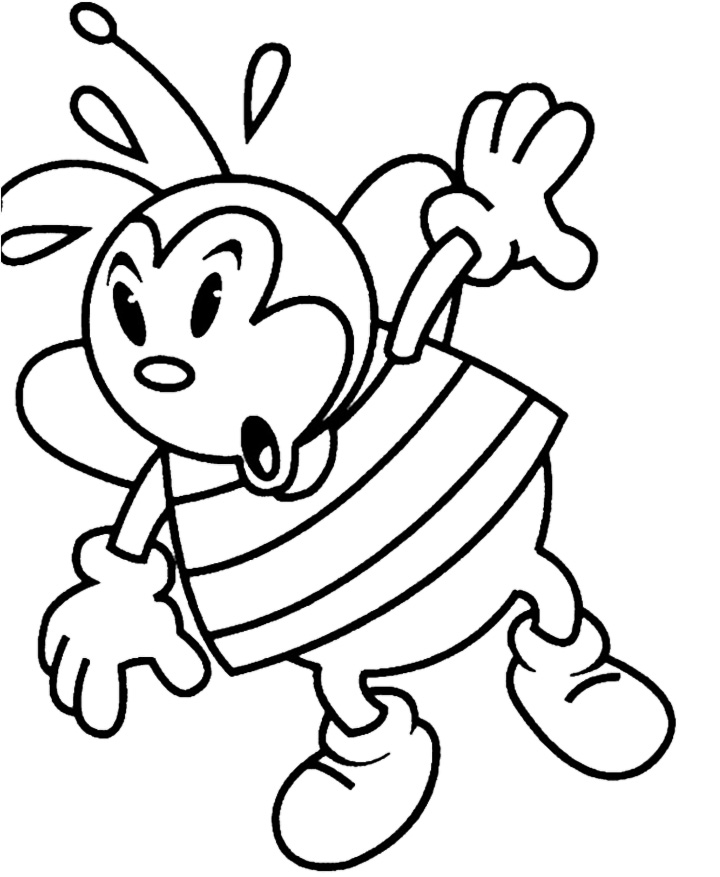 720x877 Cartoon Bee Coloring Pages