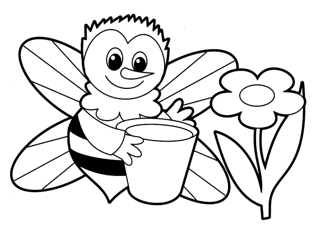 1008x768 Cartoon Bee Coloring Pages Page Image Clipart Images