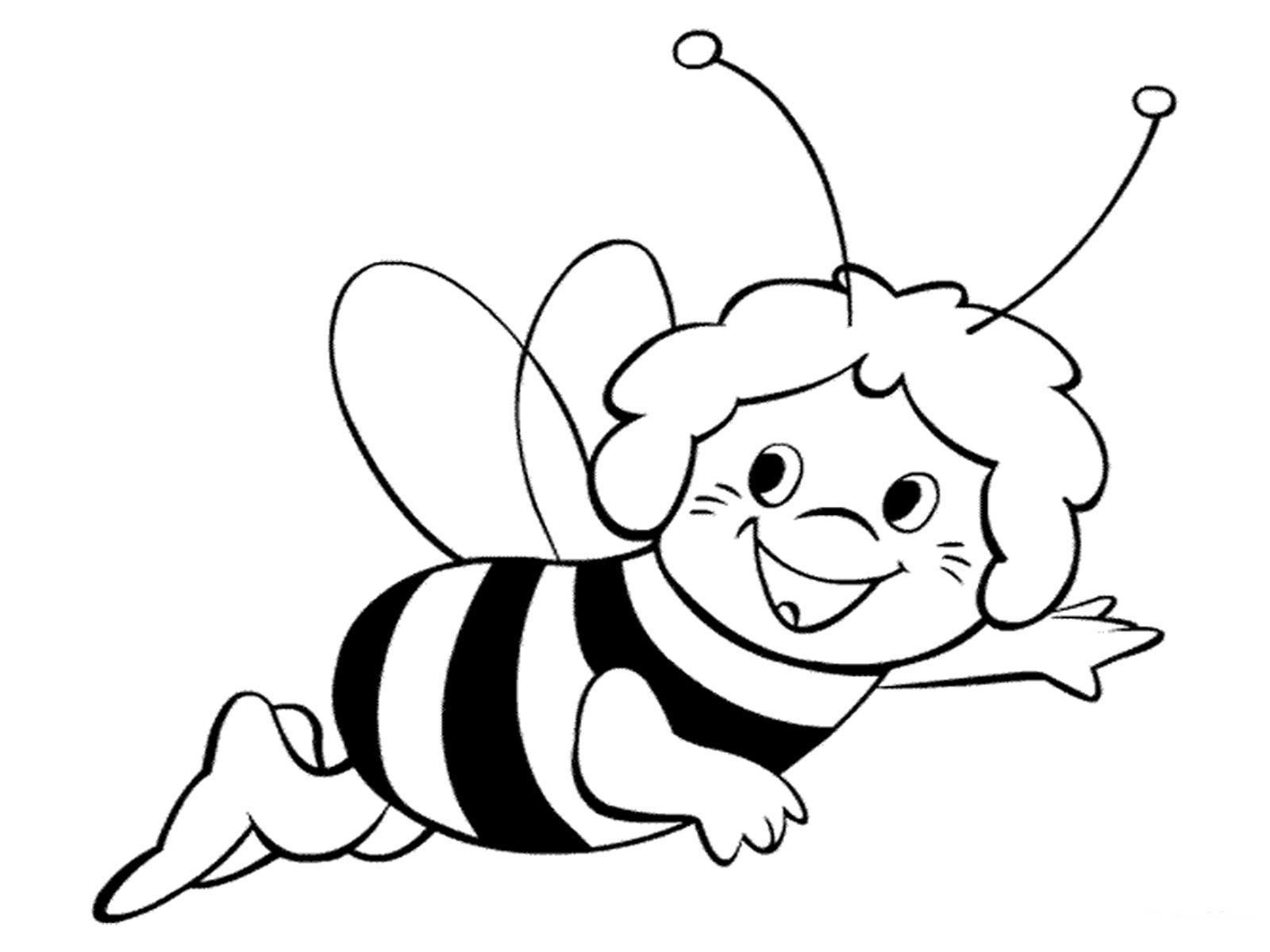 1600x1200 Maya The Bee On Flower Coloring Pages For Kids Luxury Cartoon Bee
