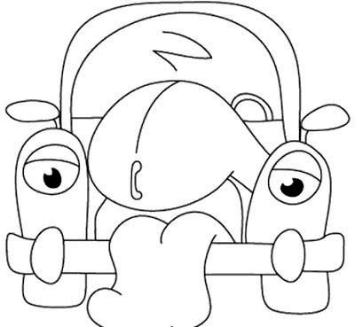 400x369 Cartoon Car Grieve Coloring Page