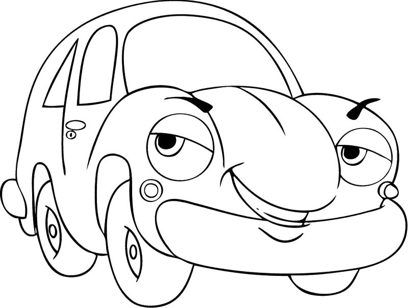 800x604 Cartoon Car Smile Coloring Pages