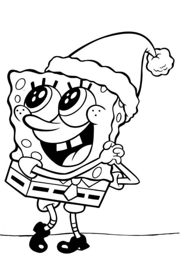 600x826 Spongebob Squarepants Happy Christmas Coloring Page