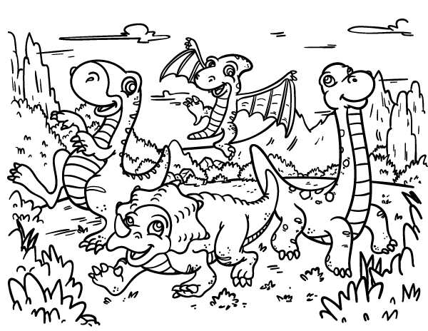 600x464 Free Cartoon Dinosaur Coloring Page. Download It