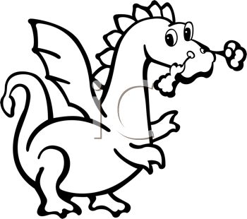 Fire Breathing Dragon Drawn In A Cartoon, Coloring Page Style 350x310 Fire Breathing Dragon Drawn In A Cartoon, Coloring Page Style