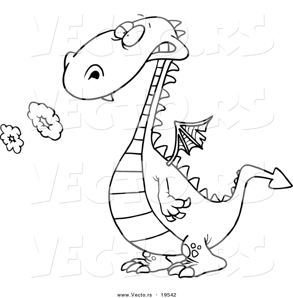Vector Of A Cartoon Smoking Dragon 1024x1044 Vector Of A Cartoon Smoking Dragon