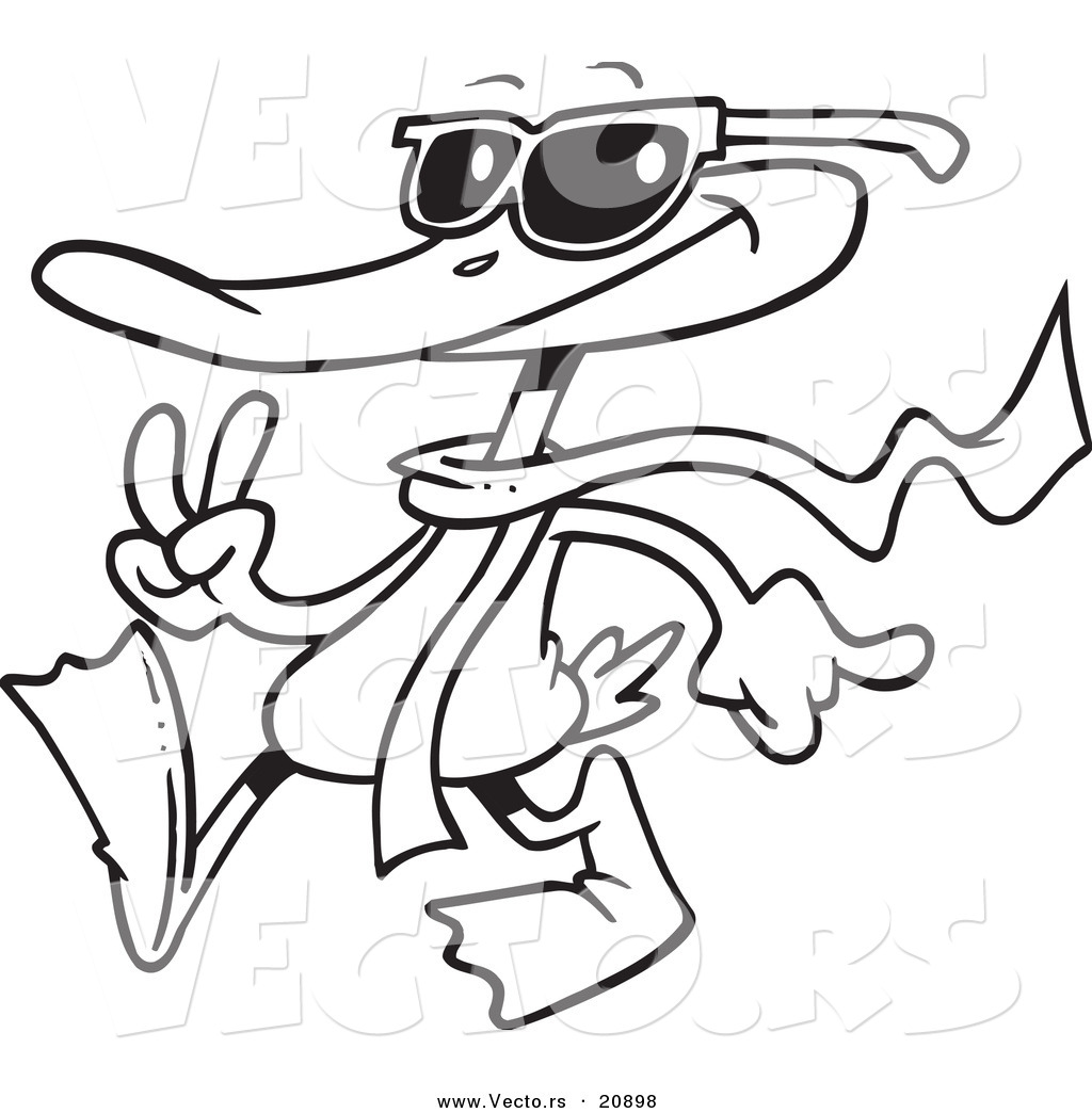 Vector Of A Cartoon Cool Duck 1024x1044 Vector Of A Cartoon Cool Duck