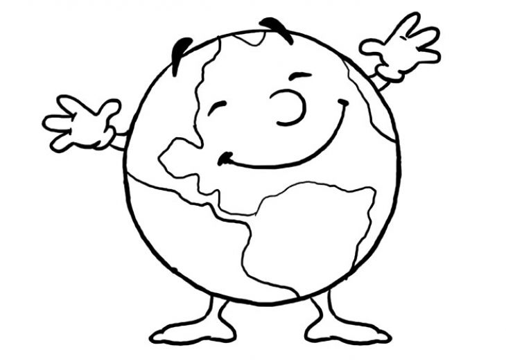 730x521 Happy Planet Earth Cartoon Coloring Page For Kids Fun Coloring