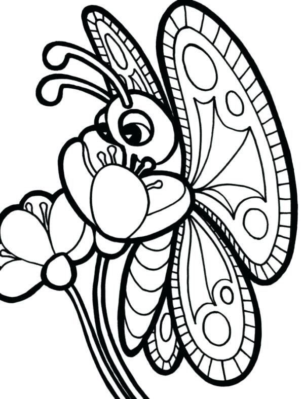 600x787 Butterflies And Flowers Coloring Pages Butterfly On Flower