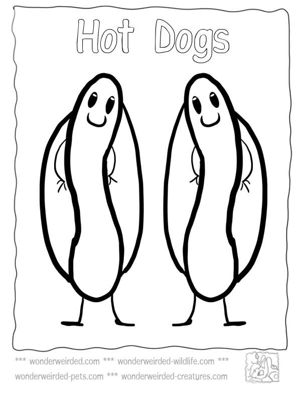 612x792 Food Coloring Pages Cartoon Hot Dog