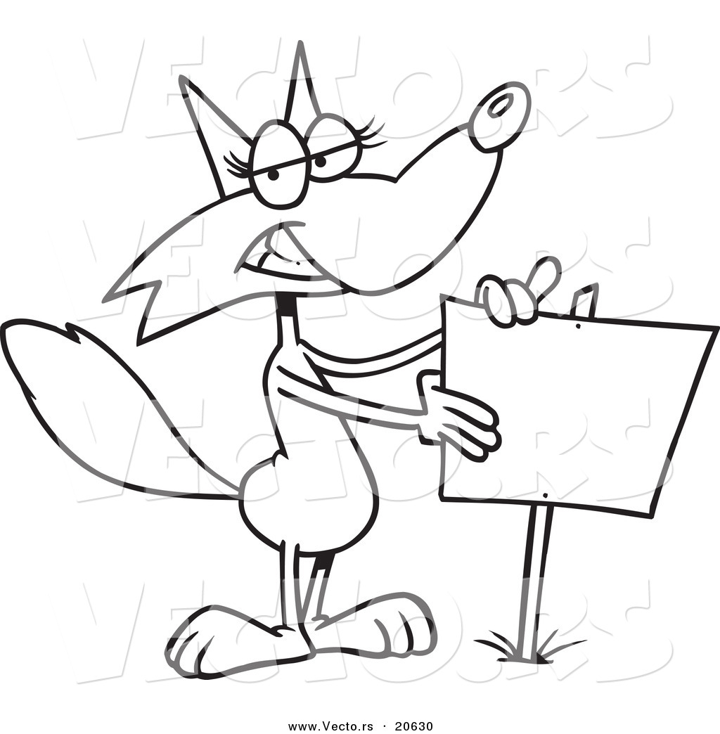 Vector Of A Cartoon Fox Presenting A Blank Sign 1024x1044 Vector Of A Cartoon Fox Presenting A Blank Sign
