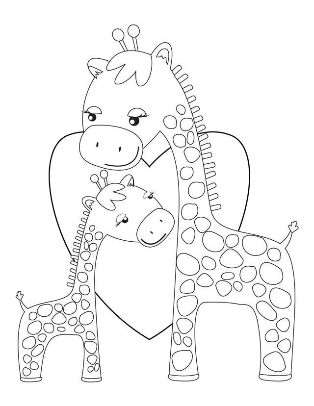 640x828 Cartoon Coloring Pages Giraffe, Free Printable And Hug