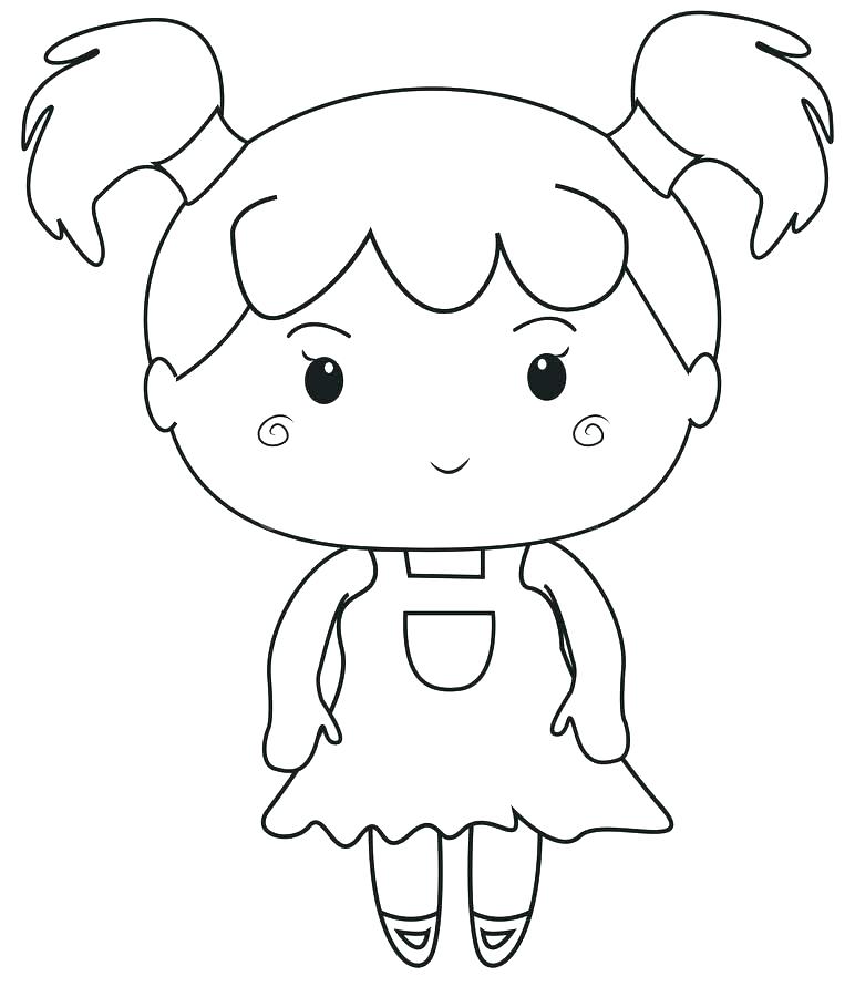 Cartoon Girl Face Side View Sketch Coloring Page
