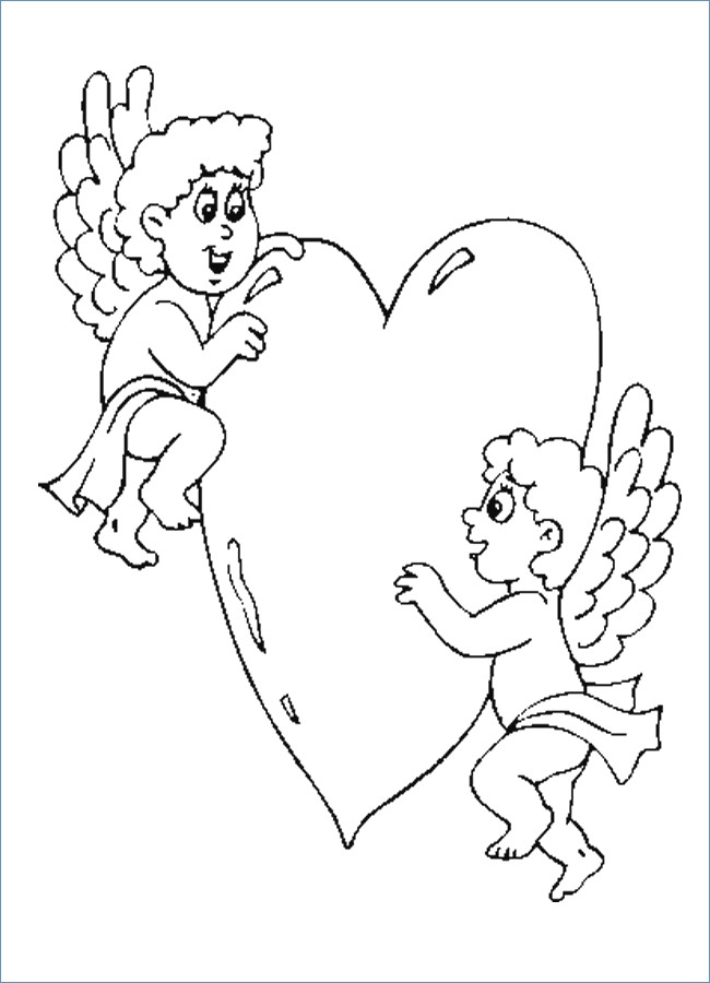 650x900 Cupid On Heart Coloring Page