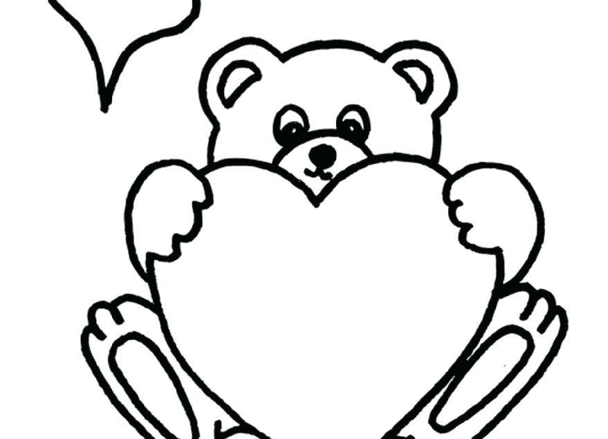 879x635 Teddy Bear Heart Coloring Pages Cartoon Page Image Images