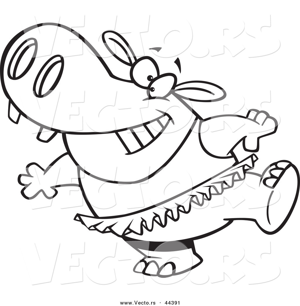 Vector Of A Happy Cartoon Ballet Hippo In A Tutu 1024x1044 Vector Of A Happy Cartoon Ballet Hippo In A Tutu