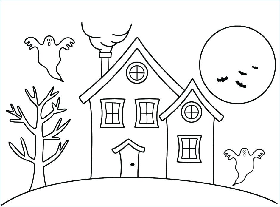 940x694 Coloring Pages For Adults Online Easy Sheets Haunted House