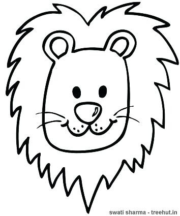354x425 Coloring Page Lion Lions Face Pages Draw A Cartoon Printable 33492