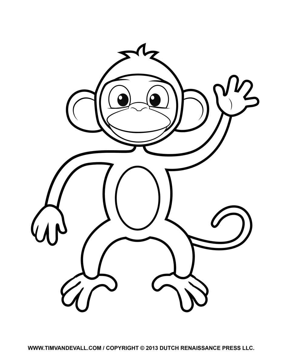 927x1200 Cartoon Monkey Coloring Pages For Kids