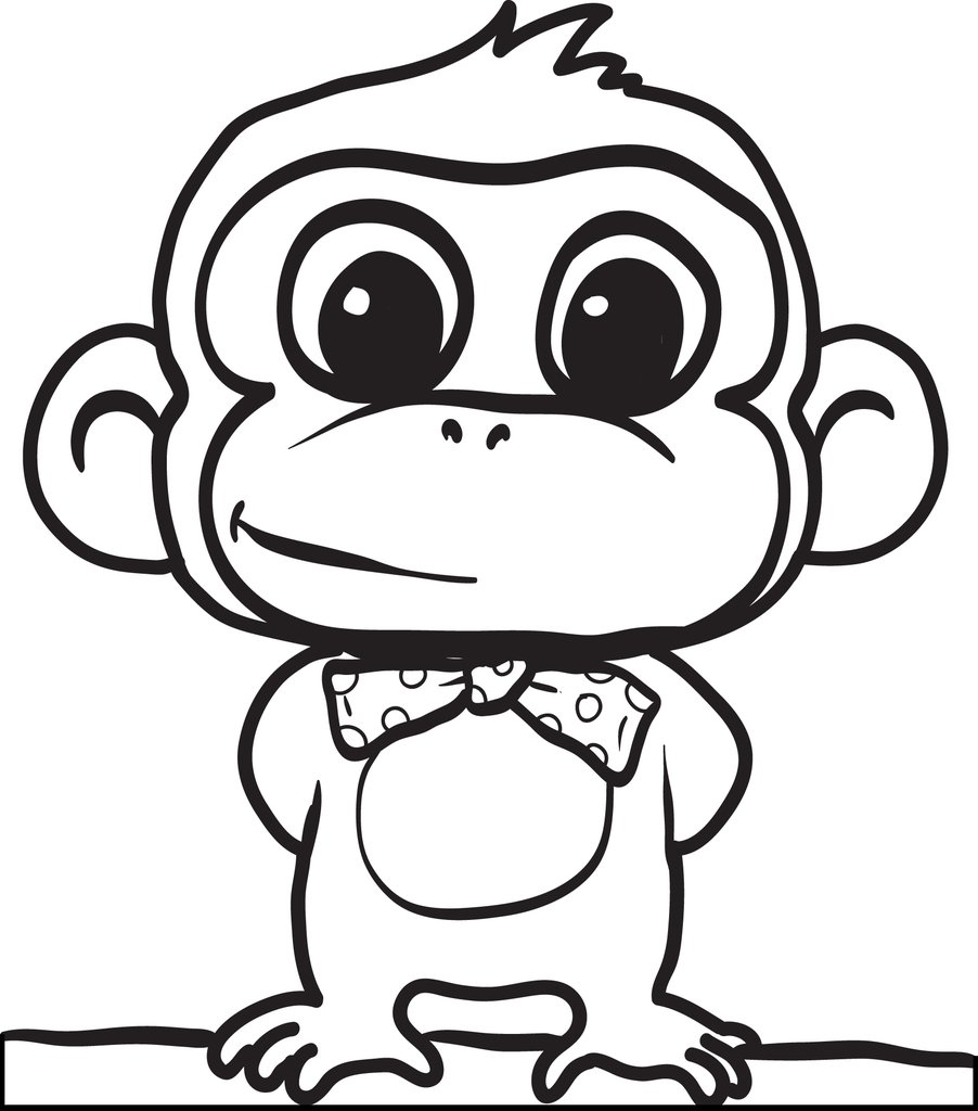 902x1024 Free, Printable Cartoon Monkey Coloring Page For Kids