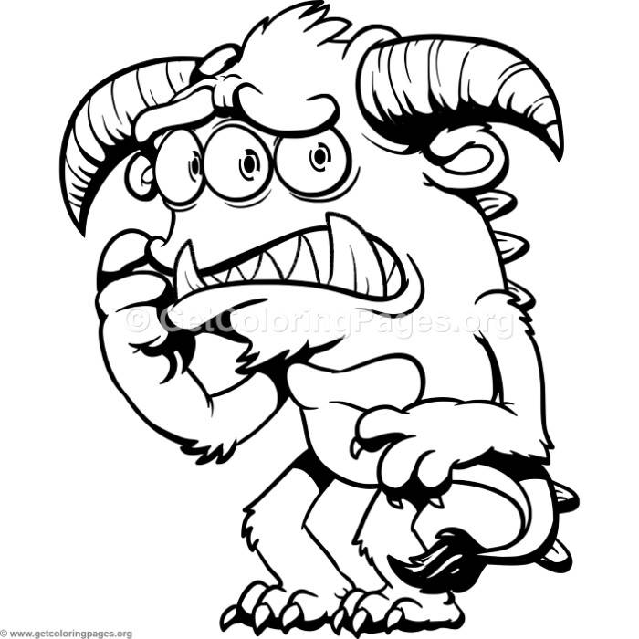 Funny Cartoon Worried Monster Coloring Pages 700x700 Funny Cartoon Worried Monster Coloring Pages