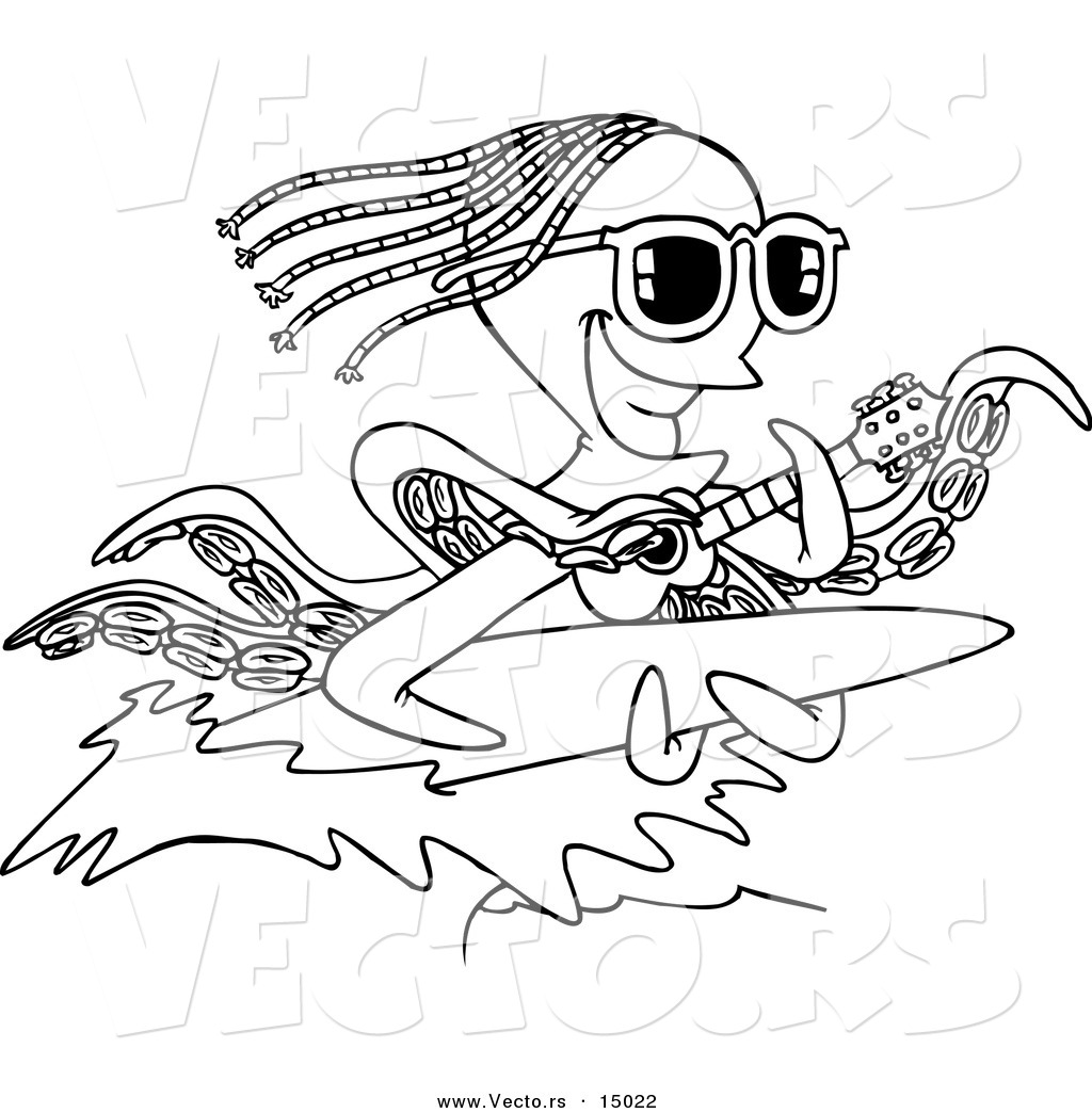 Vector Of A Cartoon Octopus Playing A Banjo And Surfing 1024x1044 Vector Of A Cartoon Octopus Playing A Banjo And Surfing