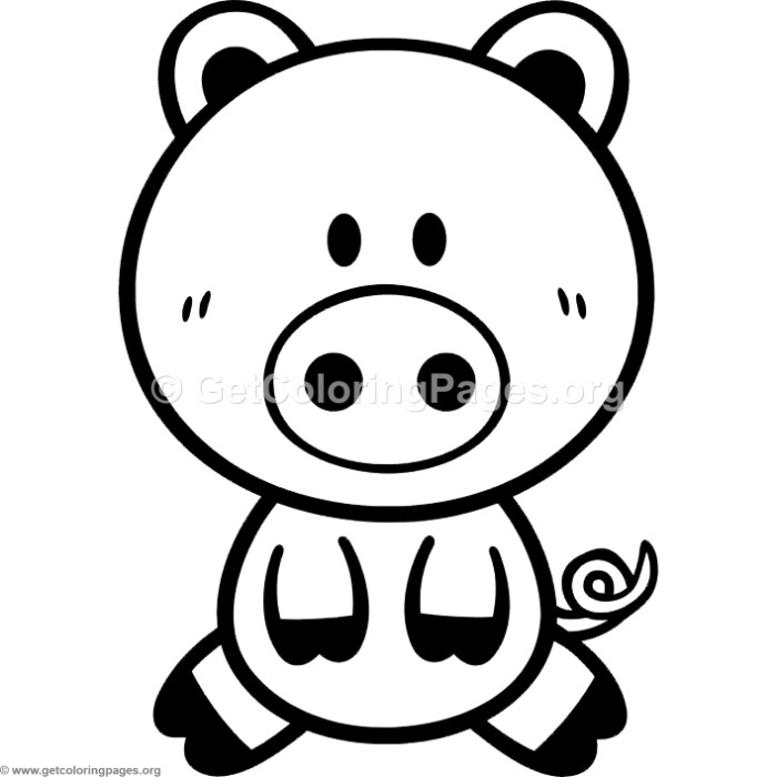 Little Cute Cartoon Pig Coloring Pages 700x700 Little Cute Cartoon Pig Coloring Pages