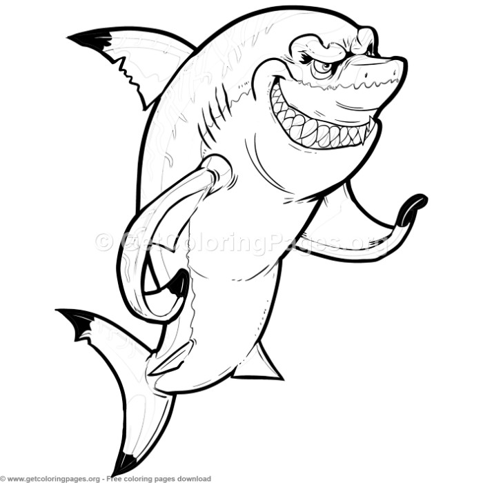 700x700 Mean Cartoon Shark Coloring Pages