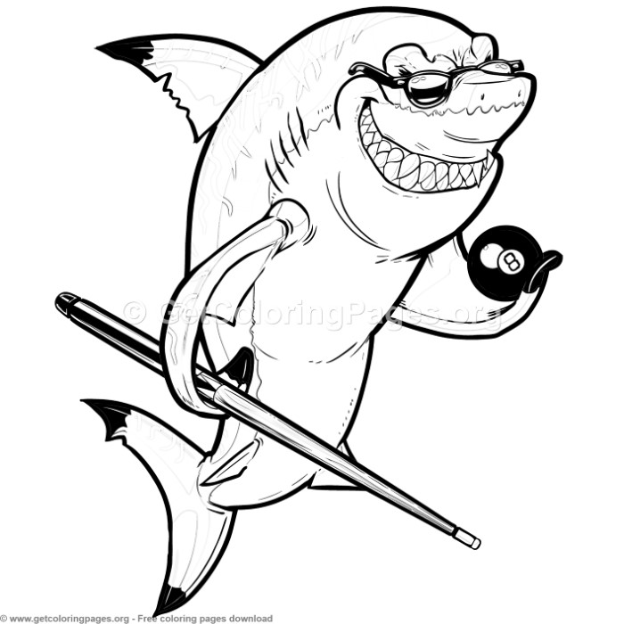 700x700 Mean Pool Cartoon Shark Coloring Pages