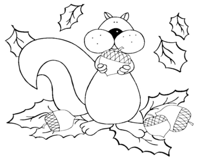 Cute Squirrel Coloring Cartoon Page 400x322 Cute Squirrel Coloring Cartoon Page