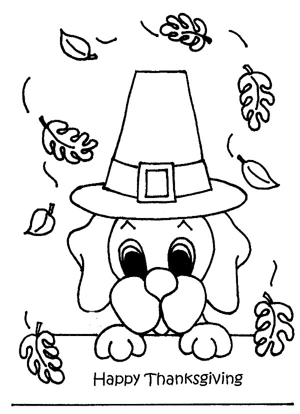 600x828 Puppy Celebrating Thanksgiving Day Free Coloring Page Animals