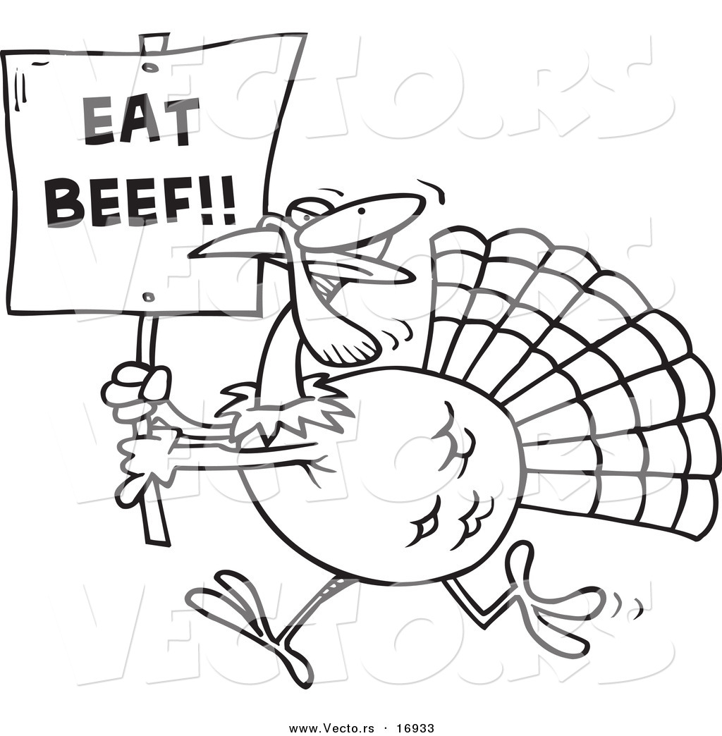 Vector Of A Cartoon Turkey With An Eat Beef Sign 1024x1044 Vector Of A Cartoon Turkey With An Eat Beef Sign