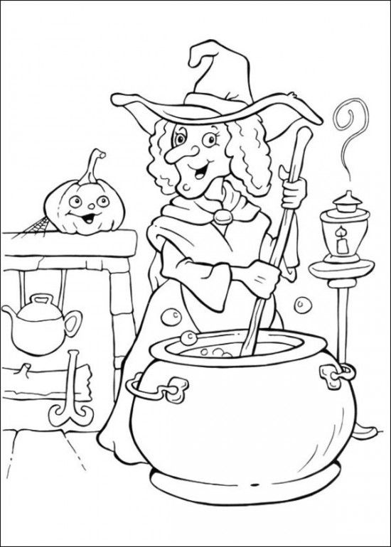 550x770 Witch Coloring Pages Making A Potion