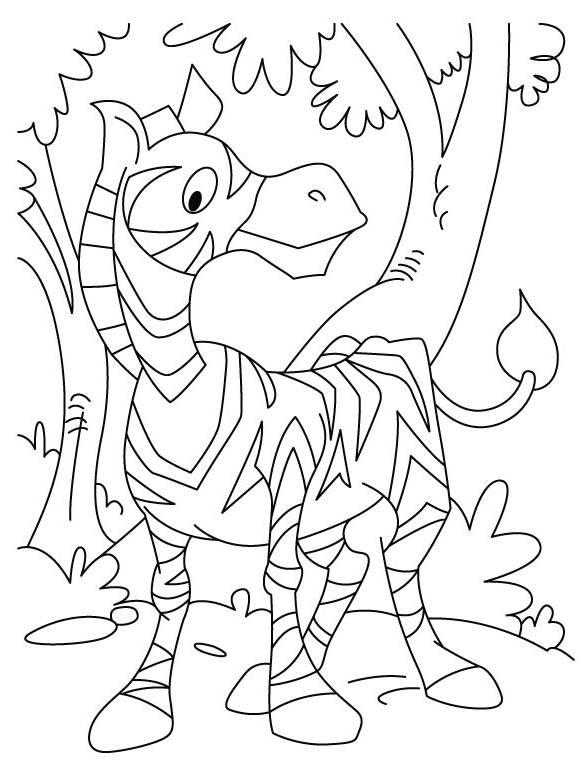 Cartoon Zebra Coloring Page Amp Coloring Book 588x772 Cartoon Zebra Coloring Page Amp Coloring Book