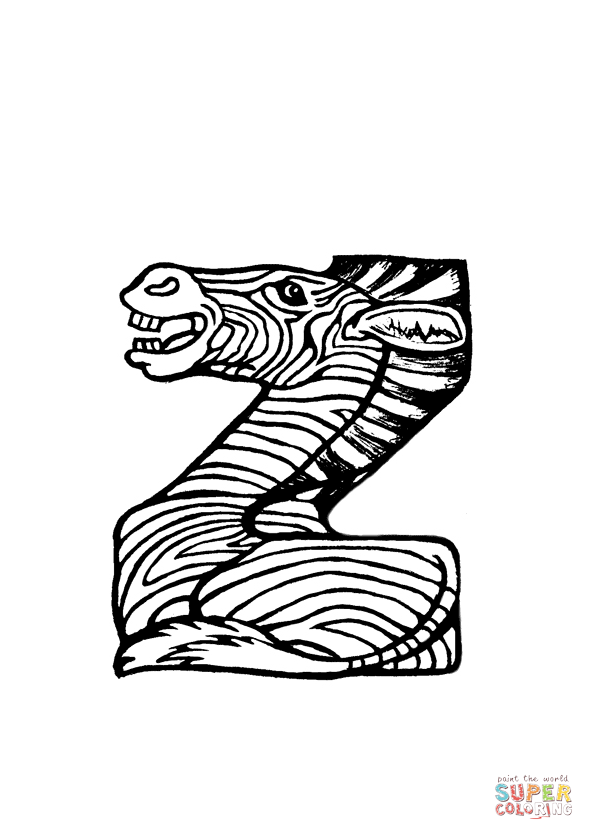 Z Is For Zebra Coloring Page From Animals Alphabet Category 594x840 Z Is For Zebra Coloring Page From Animals Alphabet Category