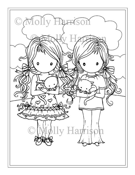 Little Twin Girls With Kitties 570x738 Little Twin Girls With Kitties