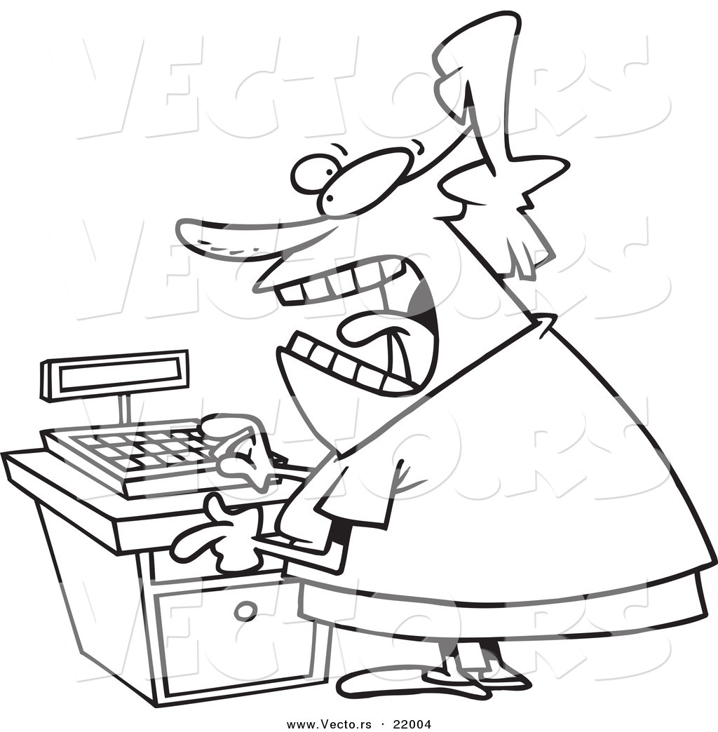 Vector Of A Cartoon Female Clerk 1024x1044 Vector Of A Cartoon Female Clerk